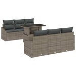 vidaXL Ensemble de canapé de jardin 7 Pièces Gris Poly rotin