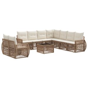 vidaXL Ensemble de canapé de jardin 10 Pièces Beige et blanc crème