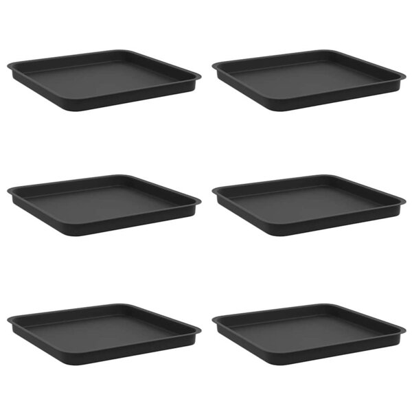 vidaXL Plateau carré à fleurs 6 Pièces Noir 36 x 36 x 2.5 cm Plastique