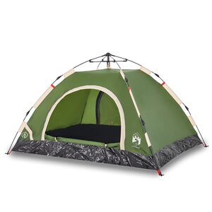 vidaXL Tente de camping 4 personnes vert libération rapide