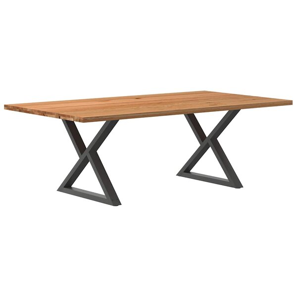 vidaXL Table à manger marron clair bois de chêne massif rectangulaire