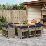 vidaXL Ensemble à manger de jardin 11 Pièces coussins gris résine tressée