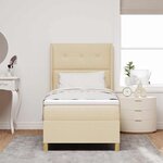 vidaXL Lit à ressorts avec matelas Crème 140 x 200 cm tissu