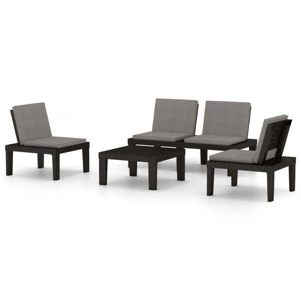 vidaXL Salon de jardin 4 Pièces avec coussins Plastique Gris