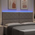 vidaXL Tête de lit avec des lumières à LED Réglable Taupe 200 cm tissu