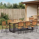 vidaXL Ensemble de salle à manger pour jardin 9 Pièces Noir