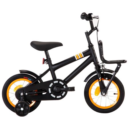 vidaXL Vélo d'enfant avec porte-bagages avant 12 pouces Noir et orange