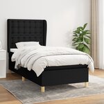 vidaXL Sommier à lattes de lit avec matelas Noir 90x190 cm Tissu