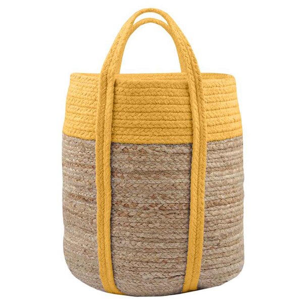 Panier en jute et coton palawan finition moutarde