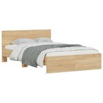 vidaXL Cadre de lit avec tête de lit et LED chêne sonoma 120x200 cm