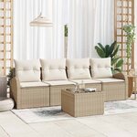 vidaXL Ensemble de canapé de jardin 5 Pièces Beige 55 x 55 x 37 cm