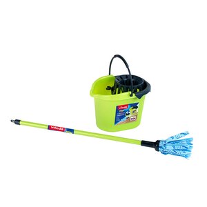 Theo Klein 6797 - Set de ménage Vileda avec seau et balai à franges Color Line