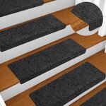 vidaXL Tapis de marches d'escalier 5 Pièces Gris 65x21x4 cm Aiguilleté