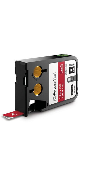 DYMO XTL - Ruban adhésif permanent en vinyle, 12mm x 7m - Blanc sur Rouge