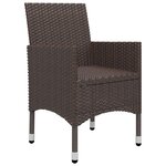 vidaXL Mobilier à dîner de jardin 3 Pièces Marron Résine tressée et verre