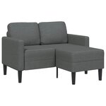 vidaXL Canapé 2 places avec méridienne en L gris foncé 125 cm tissu