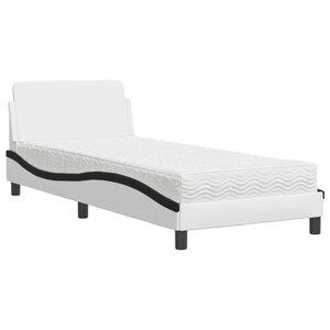 vidaXL Lit avec matelas Dover blanc et noir 90x200 cm similicuir