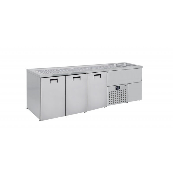 Refroidisseur de boisson avec evier - 3 portes - combisteel - r290 - acier inoxydable32500 mmpleine/battante 2500x700x950mm