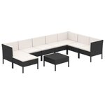 vidaXL Salon de jardin 9 Pièces avec coussins Résine tressée Noir