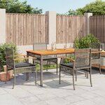 vidaXL Ensemble à manger de jardin 5 Pièces coussins gris résine tressée