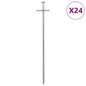 vidaXL Piquets de tente 24 Pièces 23 cm Ø6 mm acier galvanisé