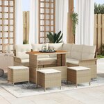 vidaXL Ensemble de canapé de jardin avec coussin 9 Pièces Beige  Crème