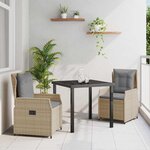 vidaXL Ensemble de salle à manger pour jardin 3 Pièces Beige polyrotin
