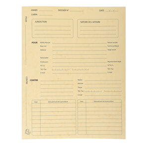 Pack 25 chemises Avocat Imprimées Procédure 265g Ivoire EXACOMPTA