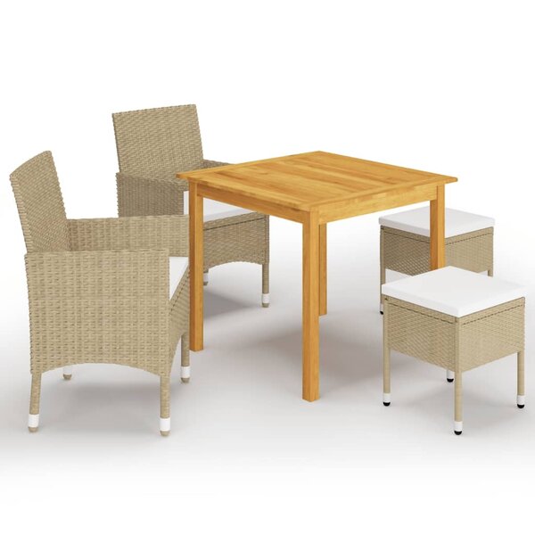 vidaXL Ensemble de salle à manger de jardin 5 Pièces Beige