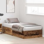 vidaXL Cadre de lit avec rangement Bois Ancien 90 x 190 cm
