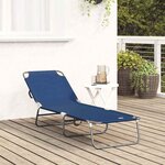 vidaXL Chaise longue pliante Bleu 188 x 57 x 86 5 cm Polyester