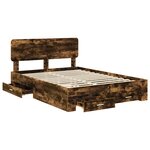 vidaXL Cadre de lit Chêne fumé 140 x 200 cm Bois d'ingénierie