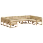 vidaXL Ensemble de canapés d'extérieur 9 pc Blanc et Beige