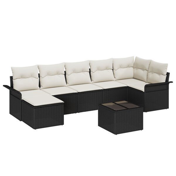 vidaXL Ensemble de Canapés de Jardin 7 Pièces avec Coussins Brun Rotin Polyrésine