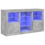 vidaXL Buffet avec lumières LED gris béton 123x37x67 cm