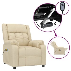 vidaXL Fauteuil électrique de massage Crème Tissu