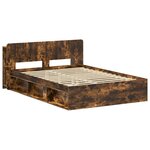 vidaXL Cadre de lit avec rangement Chêne fumé 140 x 190 cm