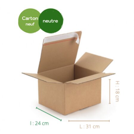 Lot de 50 cartons de déménagement 31 x 24 x 18 simple cannelure renforcée (x50)