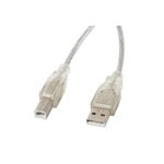 Cable USB 2.0 M - USB 2.0 type B M 3 m Transparent LANBERG