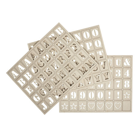 Lettres en bois pour Letterboard FSC100  nature  3x2 4cm  kit 120 pces