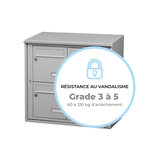 Bloc collectif Leabox 2x2  grade 3  simple face  extérieur  fixation murale  gris clair ral 7035 finition brillante
