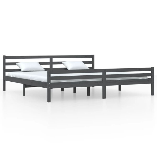 vidaXL Cadre de lit sans matelas bois massif gris 200x200 cm