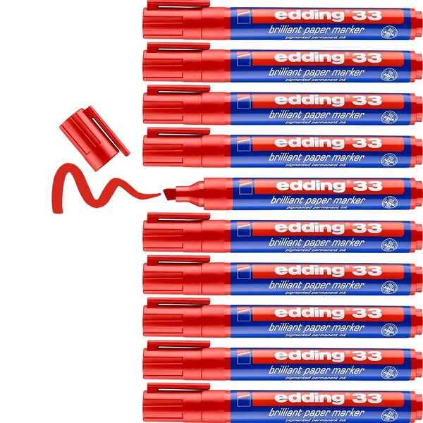 Marqueur papier encre brillante 33 rouge 1-5 mm x 10 EDDING