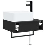 vidaXL Basin de lavage mural Noir 53 x 35 x 39 cm Bois d'ingénierie