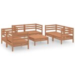 vidaXL Salon de jardin 7 Pièces Marron miel Bois de pin massif