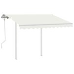 vidaXL Auvent manuel rétractable avec poteaux 3 5x2 5 m Crème