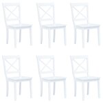 vidaXL Chaises à manger lot de 6 blanc bois d'hévéa massif