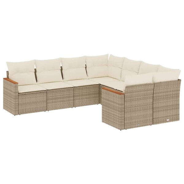 vidaXL Salon de jardin avec coussins 8 Pièces beige résine tressée