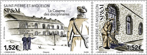 Timbre Saint Pierre et Miquelon - Dyptique - Caserne des disciplinaires