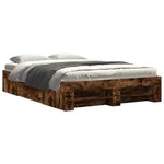vidaXL Cadre de lit sans matelas chêne fumé 140x190 cm bois ingénierie